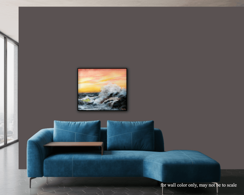 Painting Ocean Wave Breaking on Rocks | Acrylic Seascape | Oval Brush Art