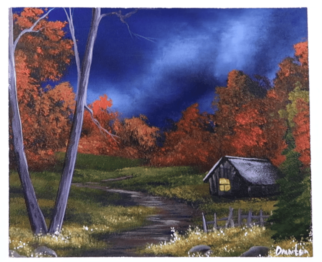 AUTUMN CABIN UNDER A STORMY SKY | STEP-BY-STEP PAINTING GUIDE