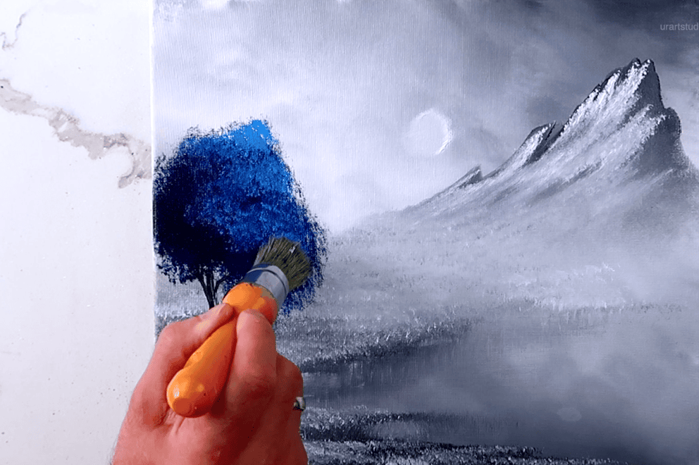 Blue Tree Mountain Painting Guide