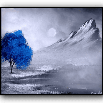 blue tree mountain pond 1