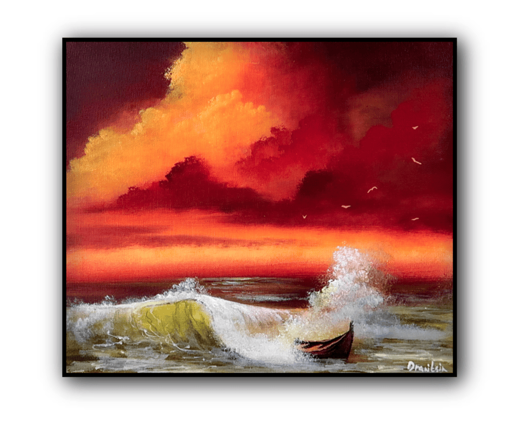 cloud boat ocean wave
