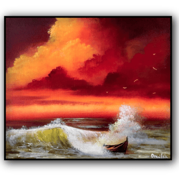 cloud boat ocean wave