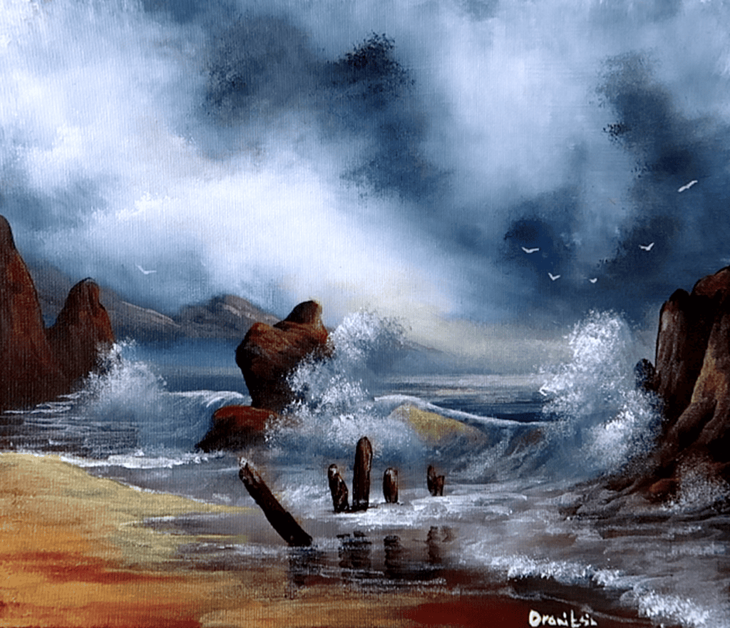 cloudy ocean beach rocks 5