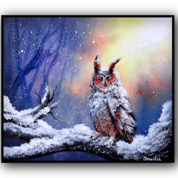owl on snow branch