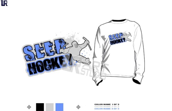 AWESOME SLED HOCKEY tshirt vector design 3 colors separated for print layered