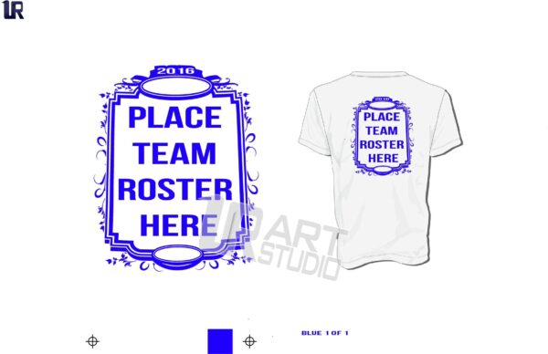 Back Frame Team Roster Vector Design for Team Roster Names one color black color seperated for screen print 2016 UrArtStudio