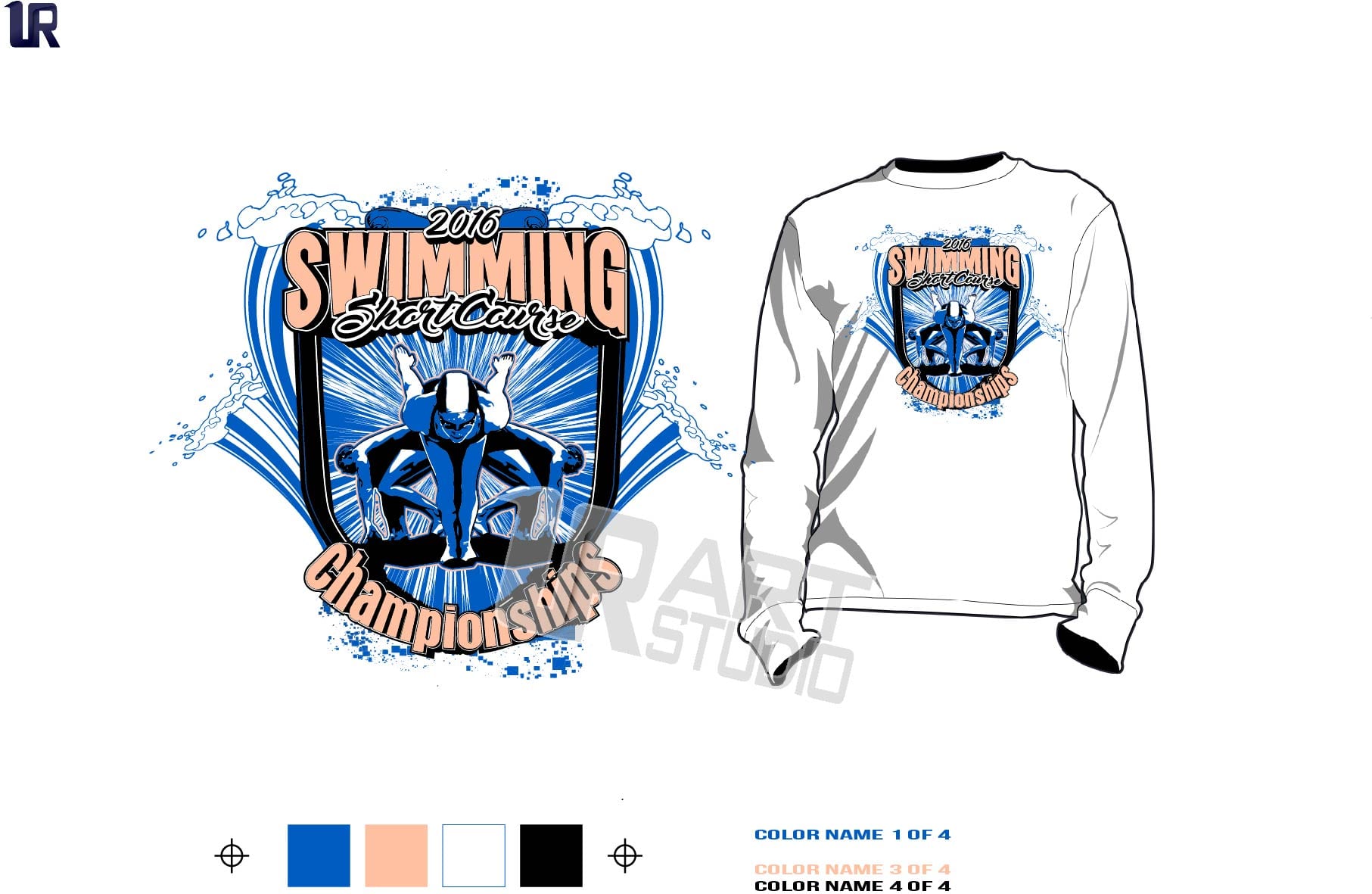 Vector logo design for swimming event short course color seperated for screen print 2016 UrArtStudio