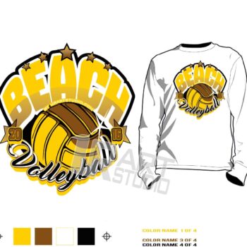 FREE DOWNLOAD Color separated Beach Volleyball vector design for print on Tshirt and other apparel