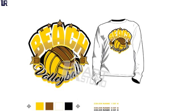 FREE DOWNLOAD Color separated Beach Volleyball vector design for print on Tshirt and other apparel