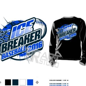 DOWNLOAD AWESOME ICE BREAKER BASEBALL TSHIRT VECTOR LOGO DESIGN COLOR SEPARATED 4 SPOT COLORS FOR TSHIRT SCREEN PRINT