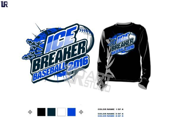 DOWNLOAD AWESOME ICE BREAKER BASEBALL TSHIRT VECTOR LOGO DESIGN COLOR SEPARATED 4 SPOT COLORS FOR TSHIRT SCREEN PRINT